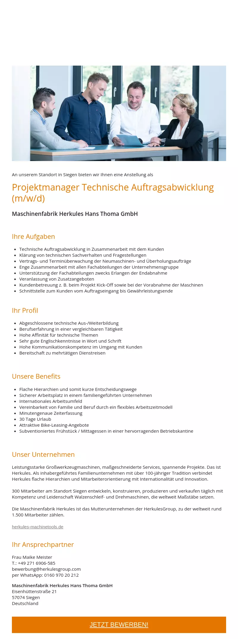 Projektmanager Technische Auftragsabwicklung (m/w/d)