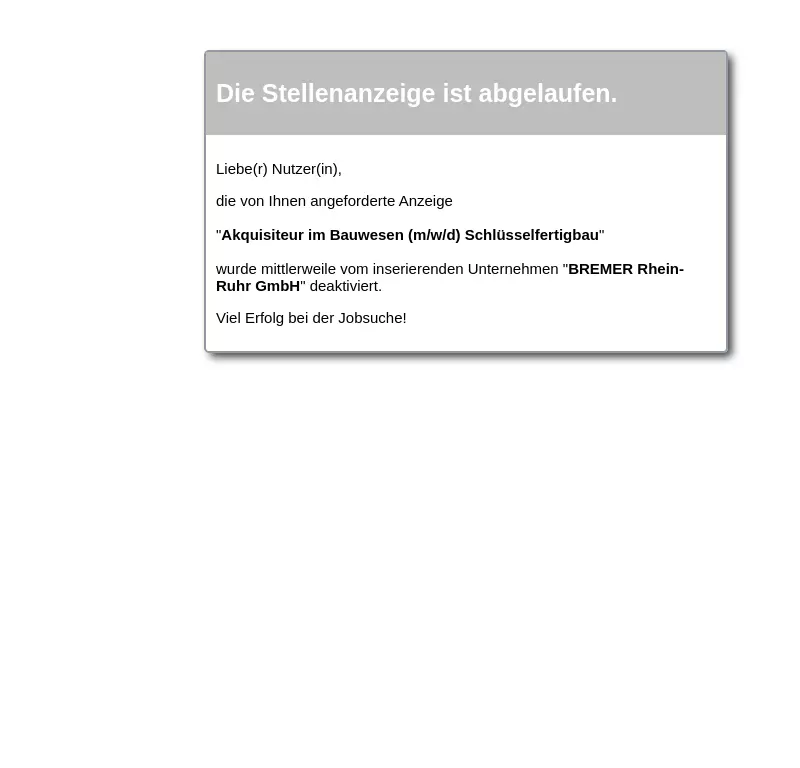 Akquisiteur im Bauwesen (m/w/d) Schlüsselfertigbau