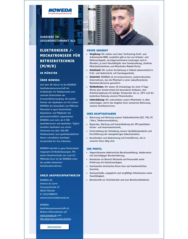 Mechatroniker / Elektroniker für Betriebstechnik (m/w/d)