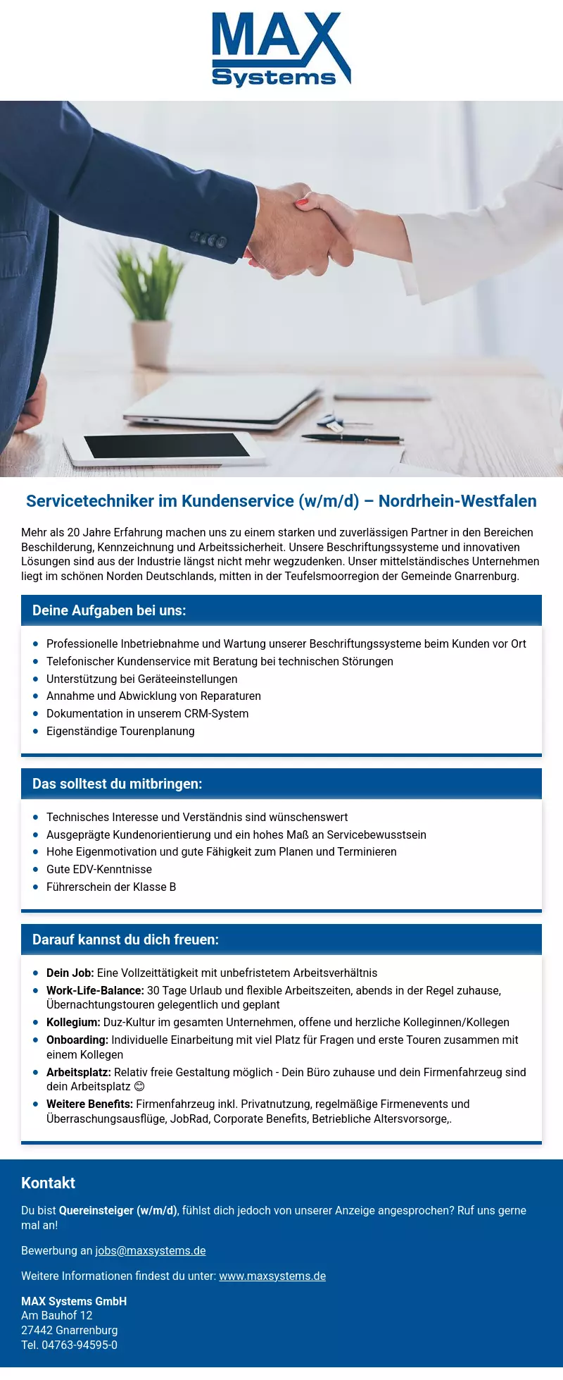 Servicetechniker im Kundenservice (w/m/d) Nordrhein-Westfalen