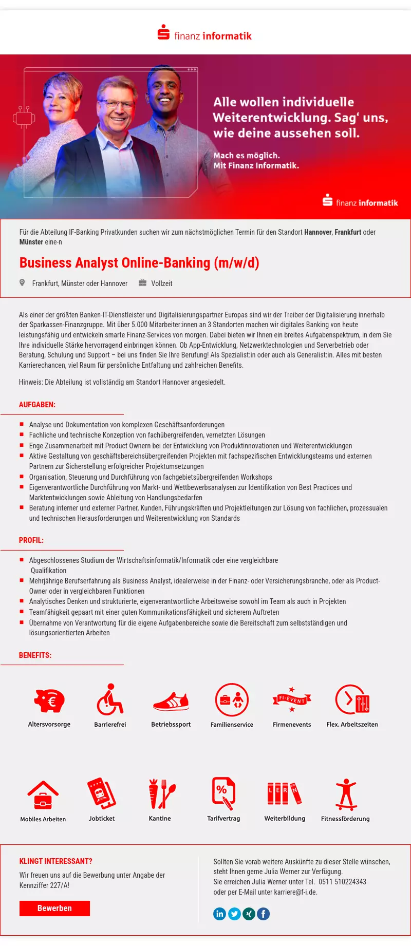 Business Analyst Online-Banking (m/w/d)