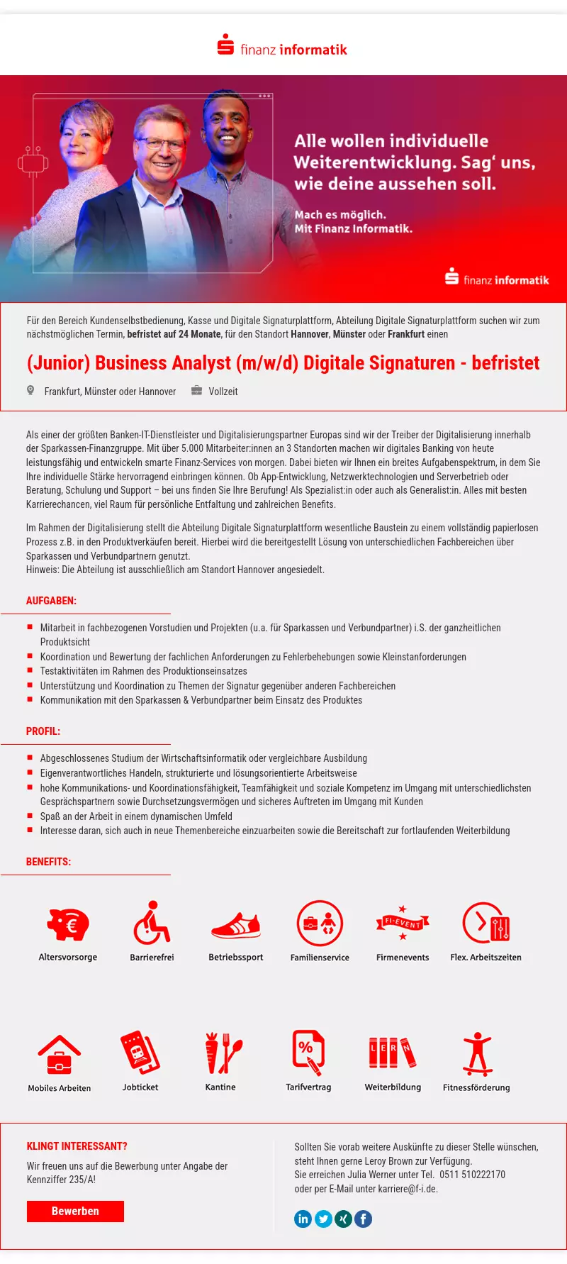 (Junior) Business Analyst (m/w/d) Digitale Signaturen