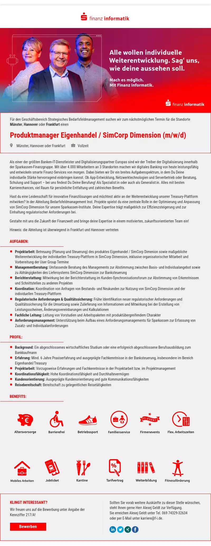 Produktmanager Eigenhandel / SimCorp Dimension (m/w/d)