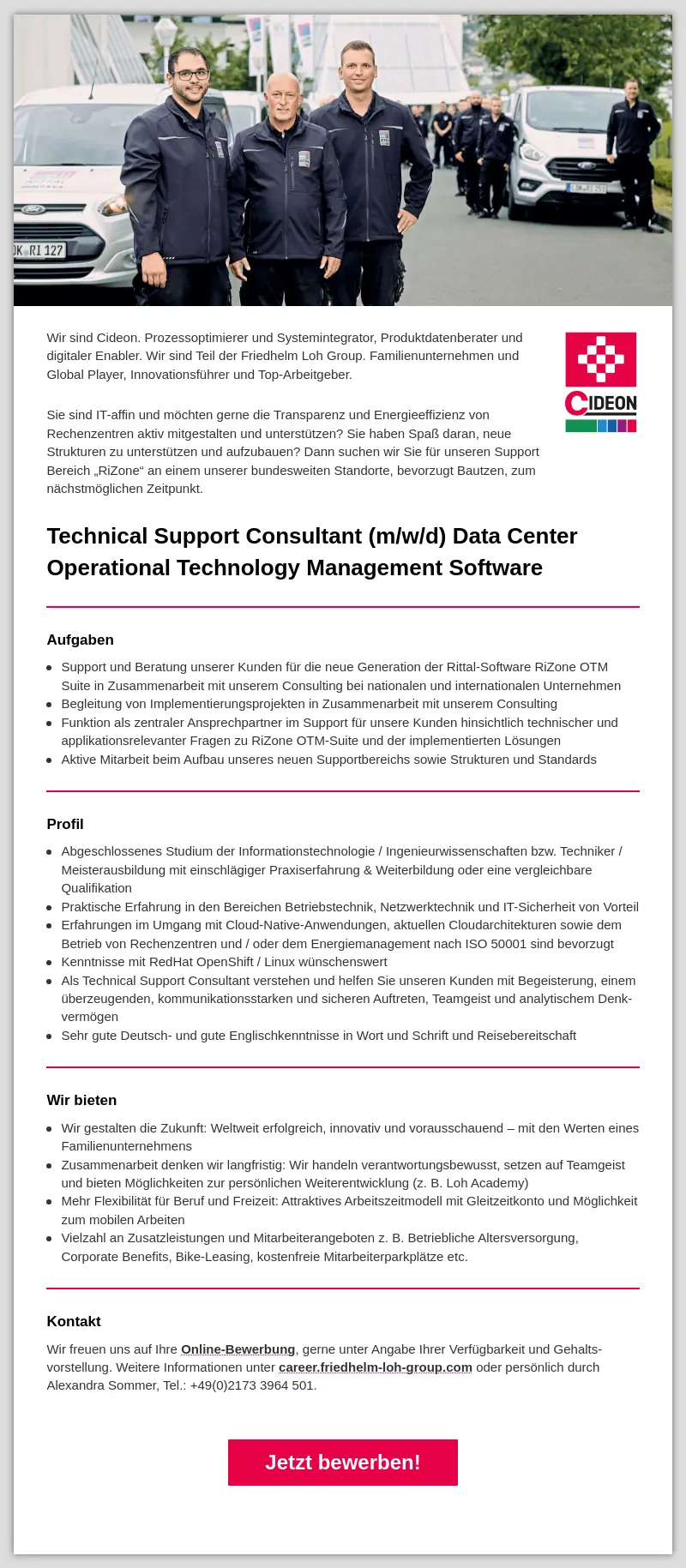 Technical Support Consultant (m/w/d) Data Center Operational Technology Management Software