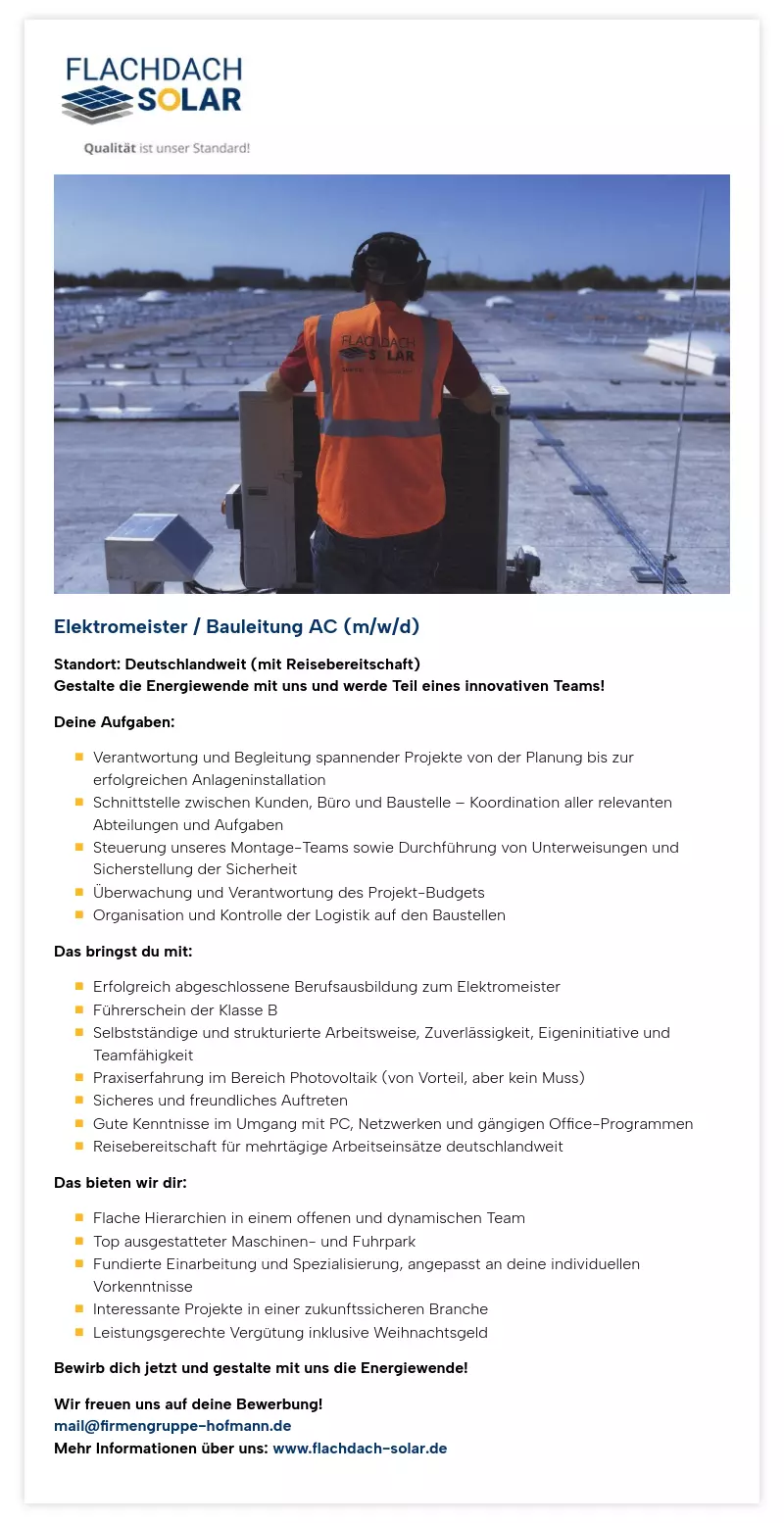 Elektromeister / Bauleitung AC (m/w/d)