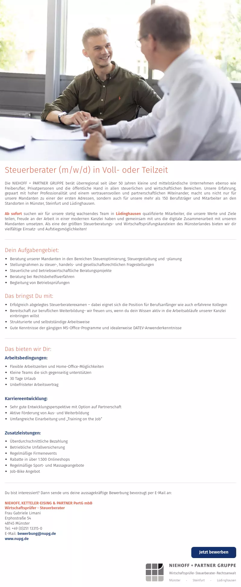 Steuerberater (m/w/d) in Voll- oder Teilzeit