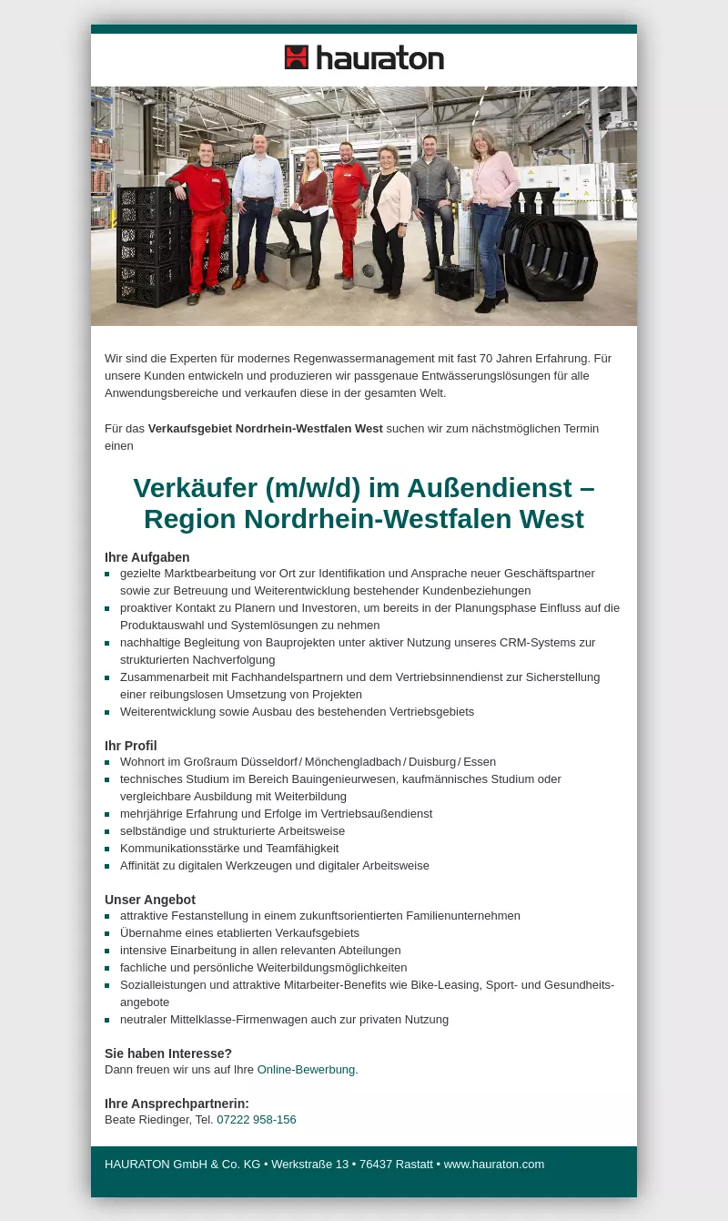 Verkäufer (m/w/d) im Außendienst - Region Nordrhein-Westfalen West