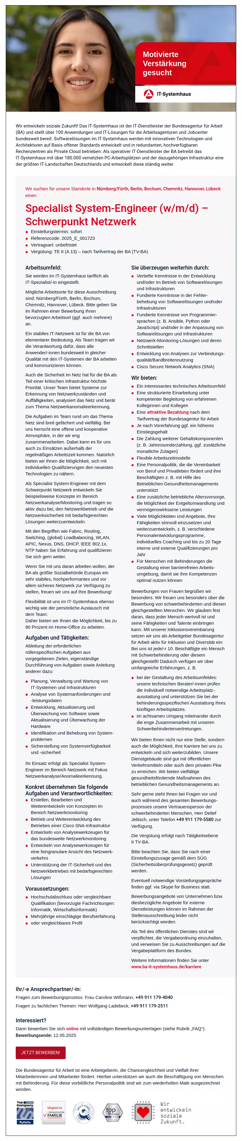 Specialist System-Engineer (w/m/d) - Schwerpunkt Netzwerk