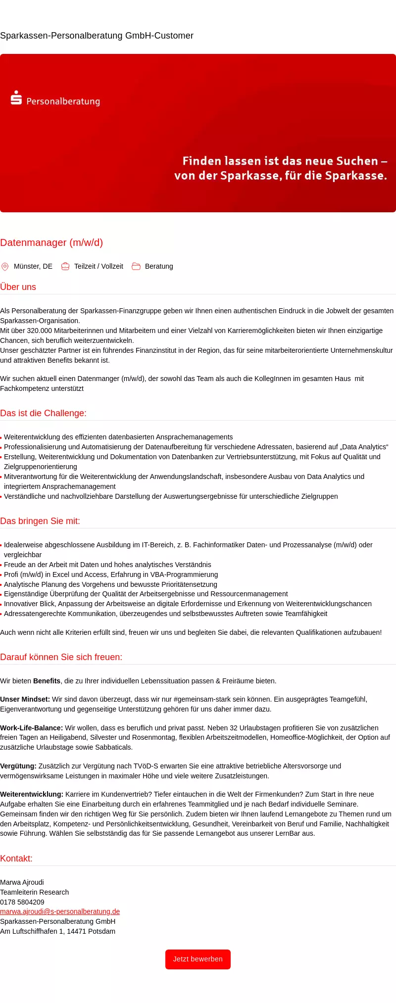 Datenmanager (m/w/d)