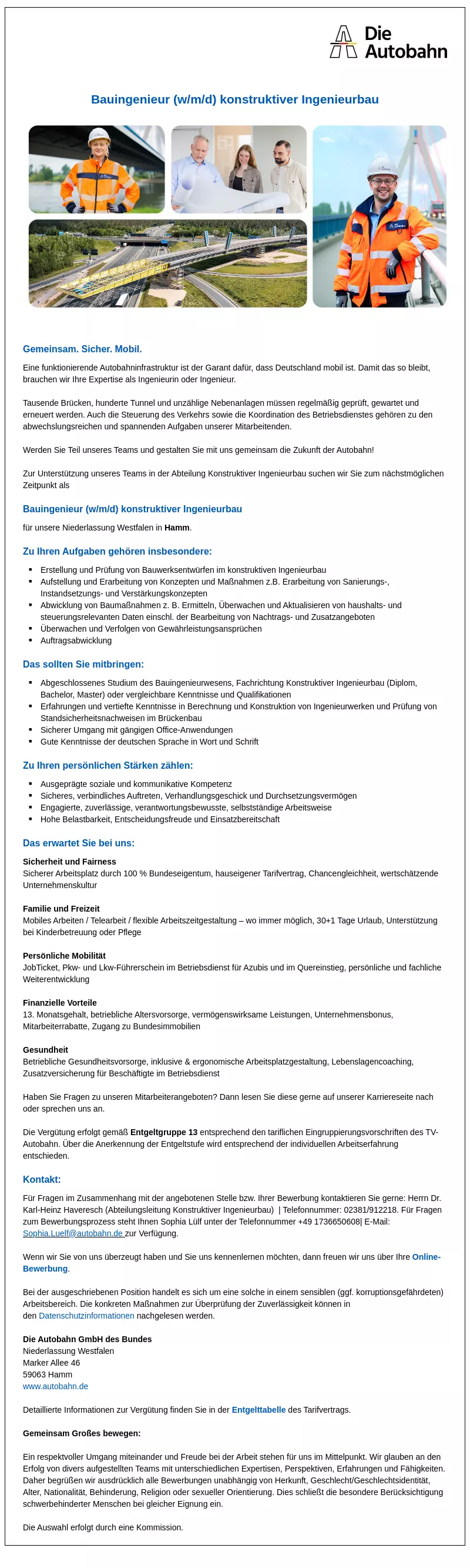 Bauingenieur (w/m/d) konstruktiver Ingenieurbau