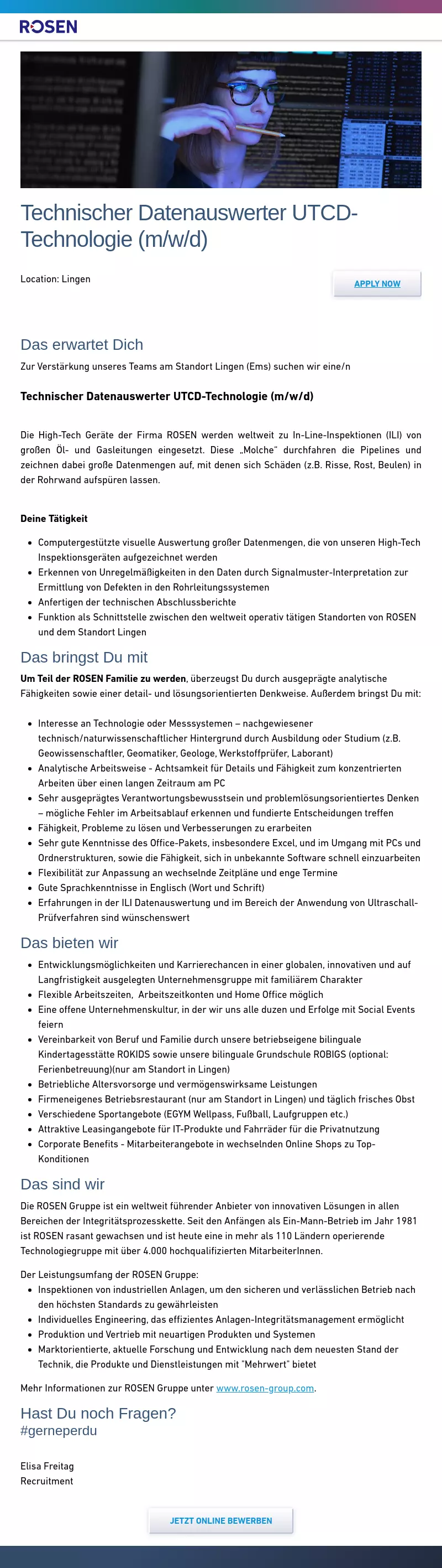 Technischer Datenauswerter UTCD-Technologie (m/w/d)