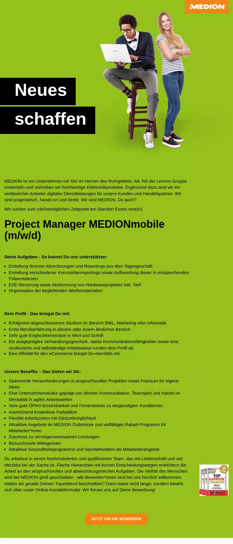 Project Manager MEDIONmobile (m/w/d)