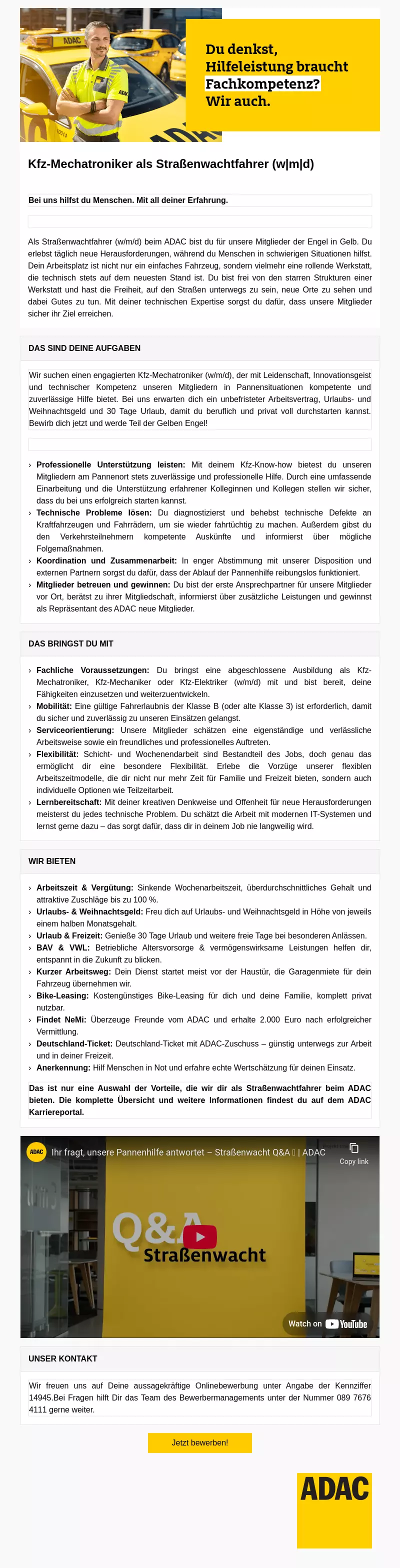 Kfz-Mechatroniker als Straßenwachtfahrer (w|m|d)