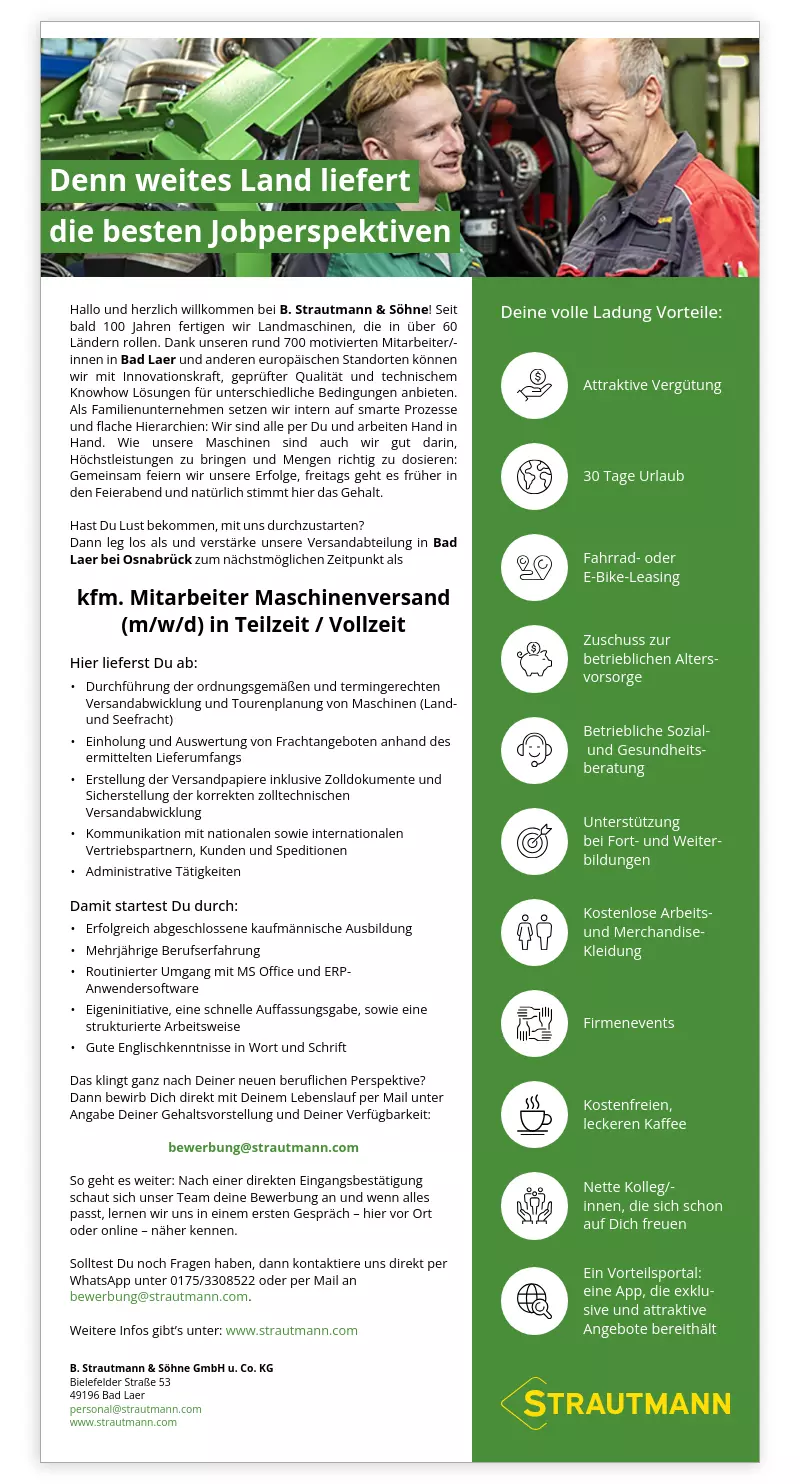 kfm. Mitarbeiter Maschinenversand (m/w/d)