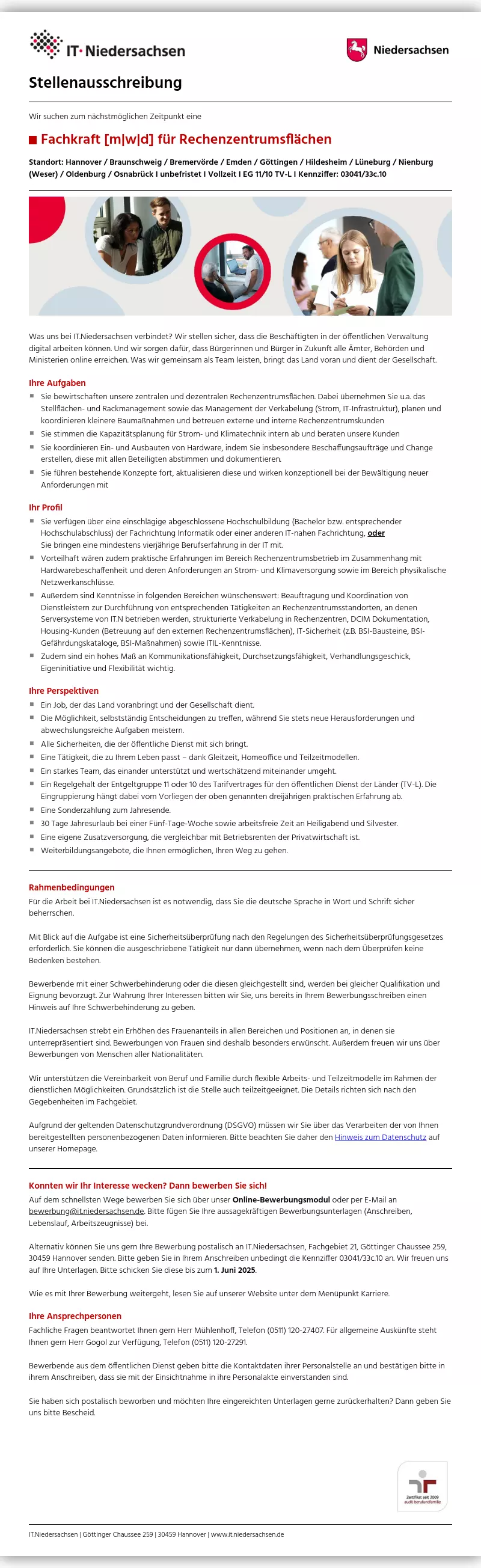 Fachkraft (m/w/d) für Rechenzentrumsflächen