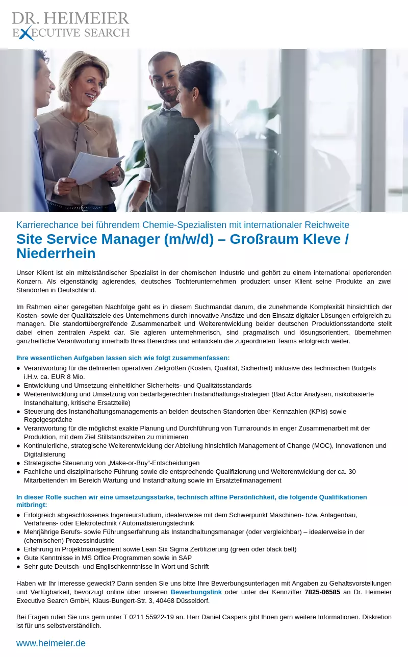Site Service Manager (m/w/d) - Großraum Kleve / Niederrhein
