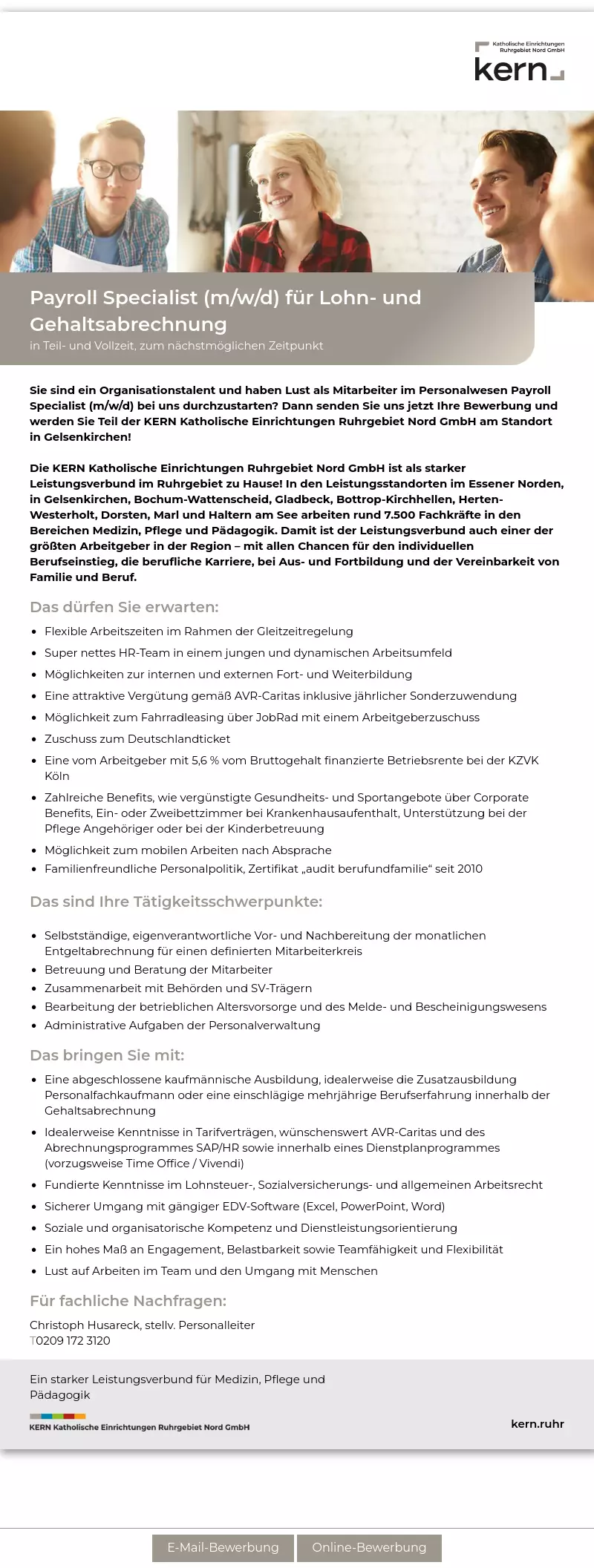 Payroll Specialist (m/w/d) für Lohn- und Gehaltsabrechnung