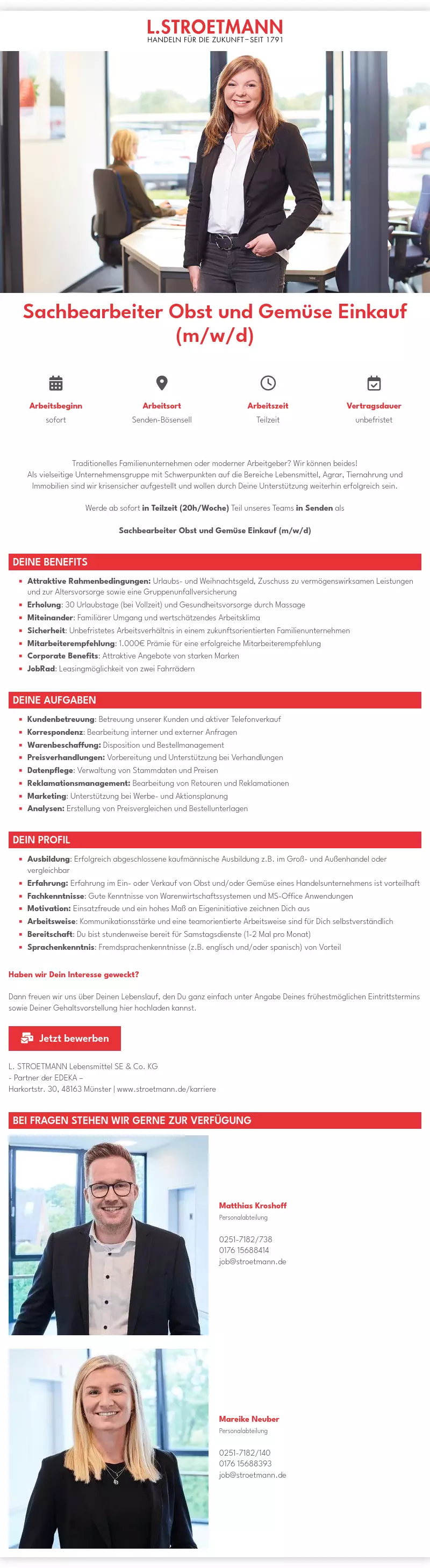 Sachbearbeiter Obst und Gemüse Einkauf (m/w/d)