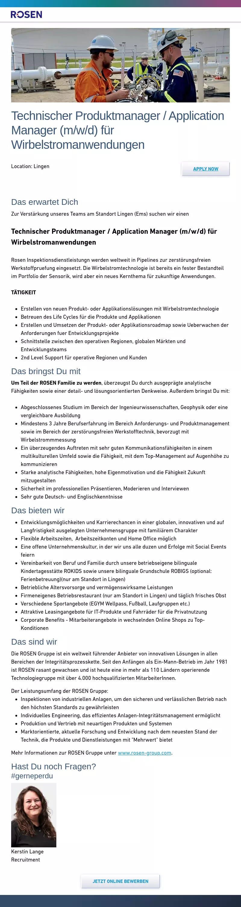 Technischer Produktmanager / Application Manager (m/w/d) für Wirbelstromanwendungen