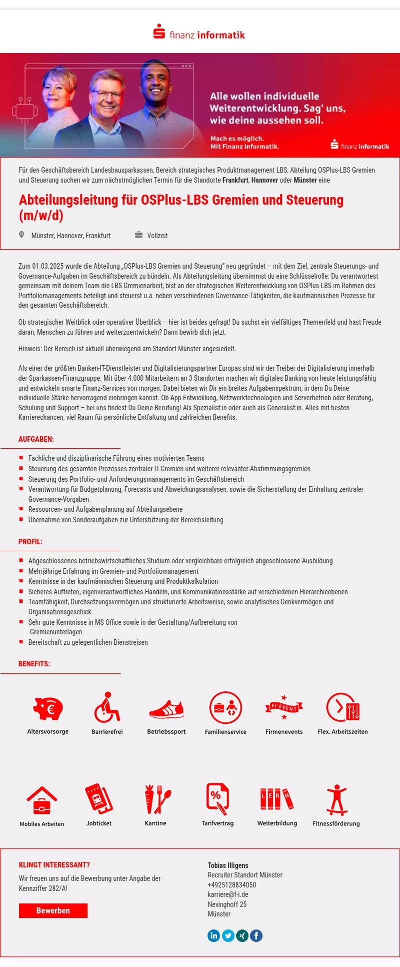 Abteilungsleitung für OSPlus-LBS Gremien und Steuerung (m/w/d)