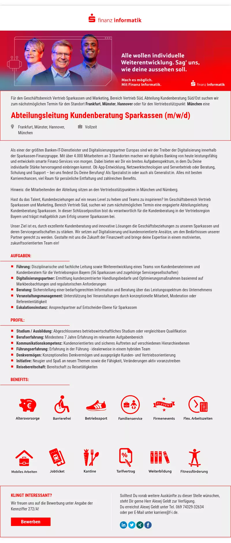 Abteilungsleitung Kundenberatung Sparkassen (m/w/d)