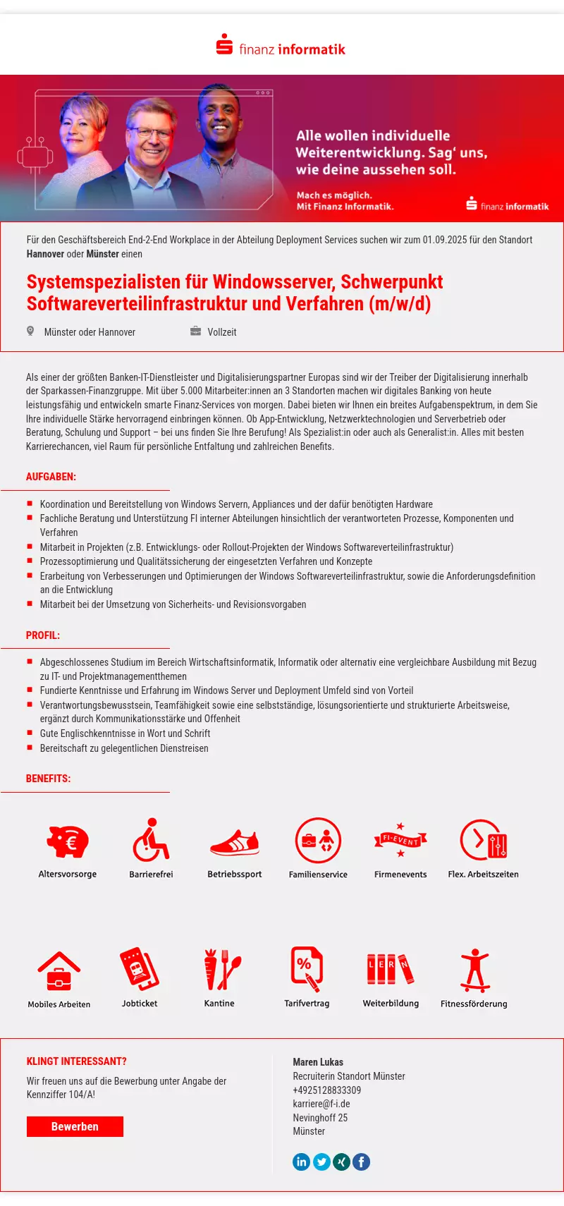 Systemspezialist für Windowsserver (m/w/d) - Schwerpunkt Softwareverteilinfrastruktur und Verfahren