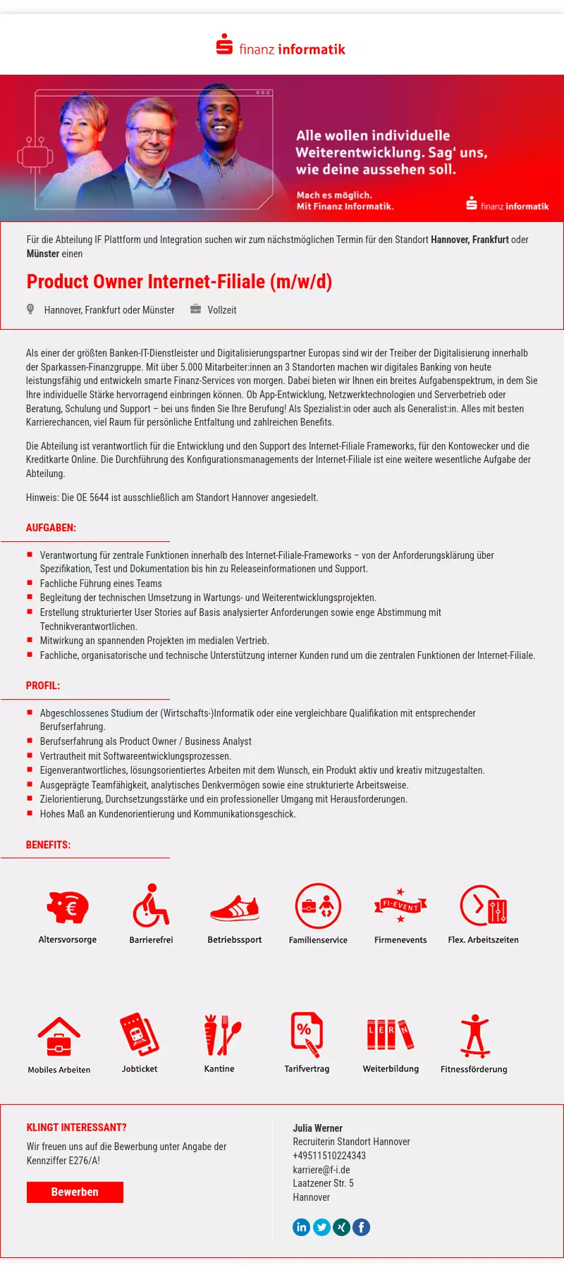 Product Owner Internet-Filiale (m/w/d)