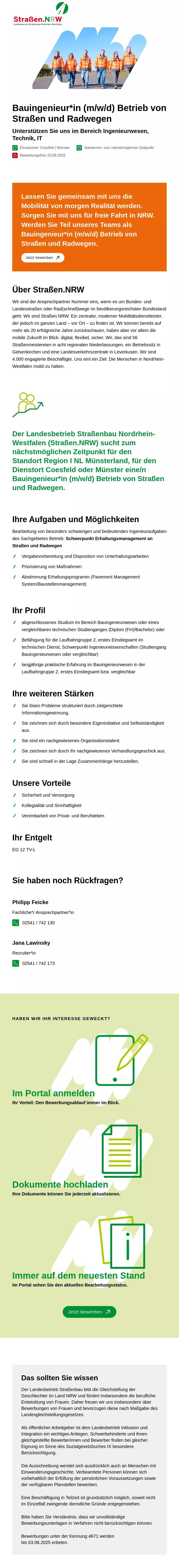 Bauingenieur*in (m/w/d) Betrieb von Straßen und Radwegen