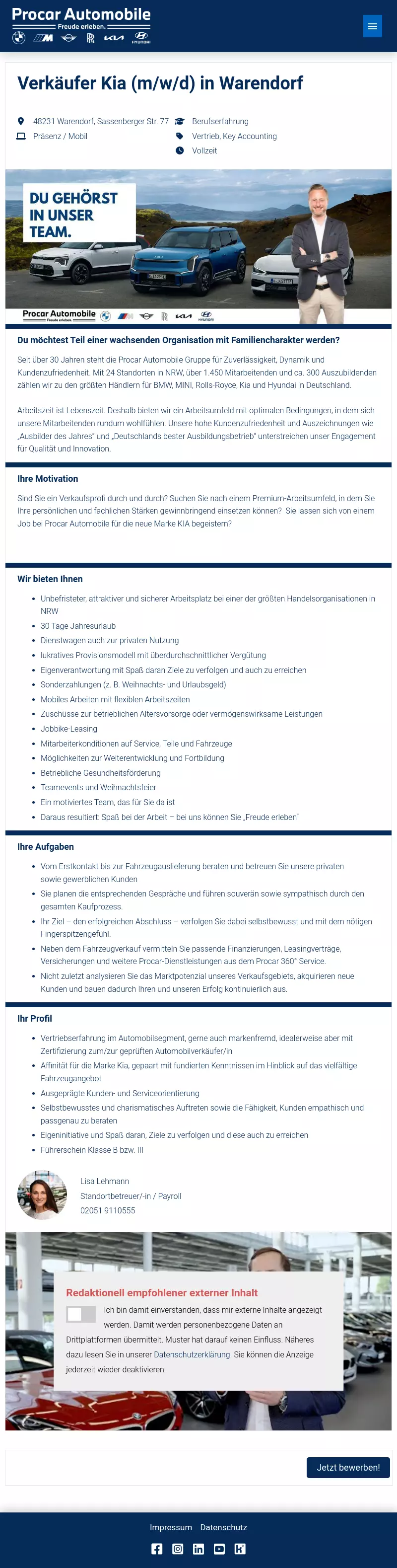 Verkäufer Kia (m/w/d) in Warendorf