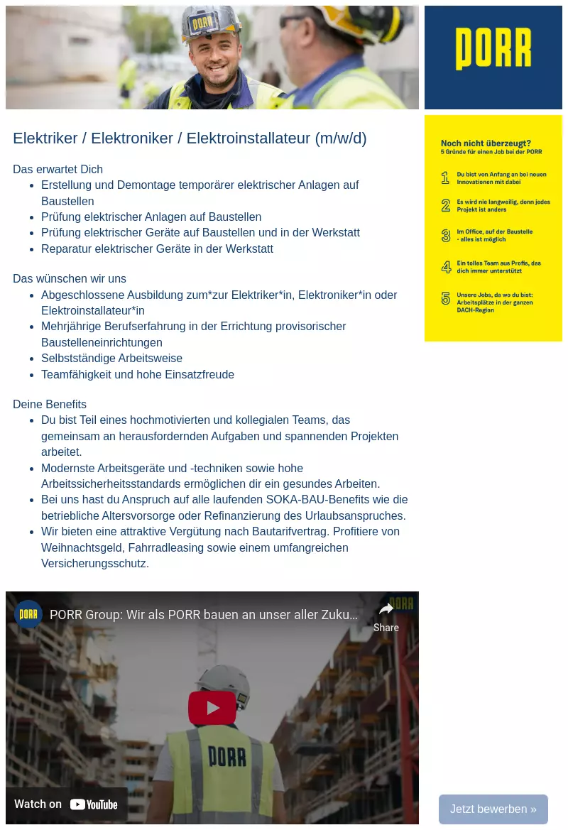 Elektriker / Elektroniker / Elektroinstallateur (m/w/d)