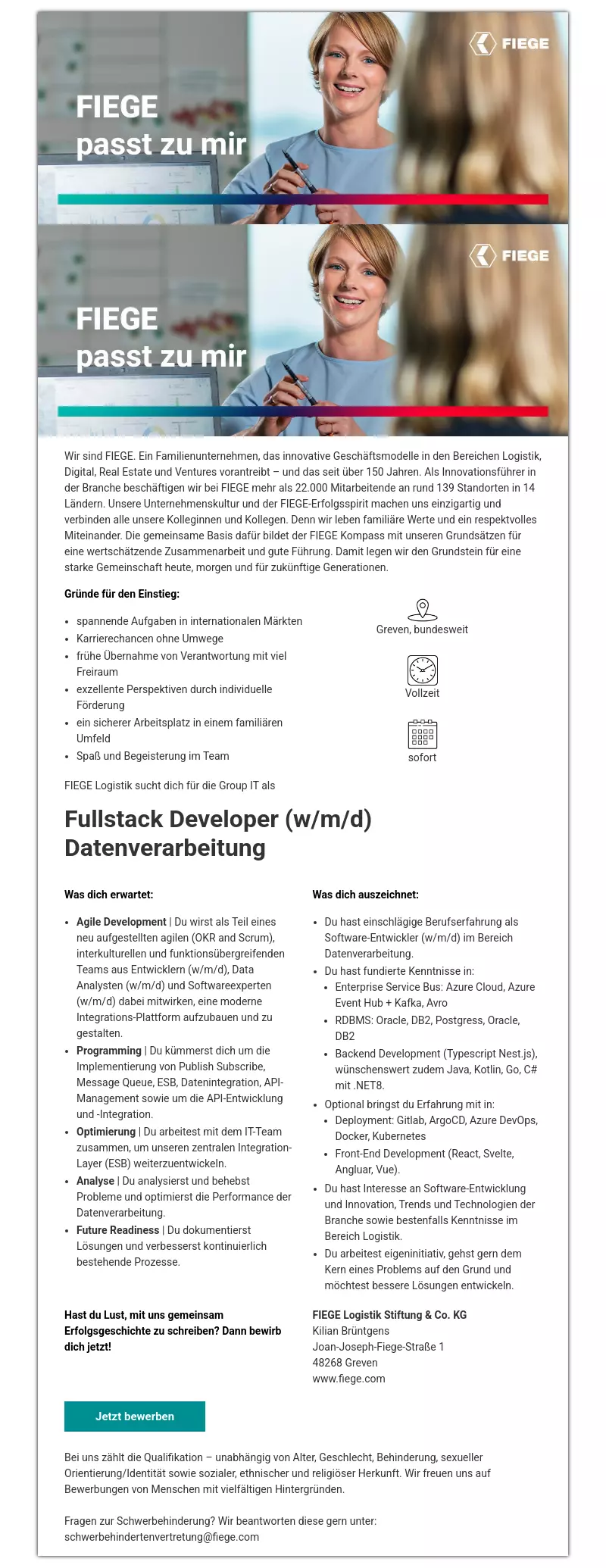 Fullstack Developer (w/m/d) Datenverarbeitung
