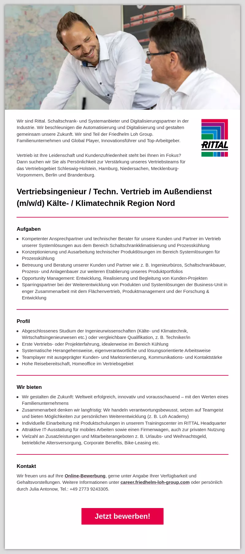Vertriebsingenieur / Techn. Vertrieb im Außendienst (m/w/d) Kälte- / Klimatechnik Region Nord
