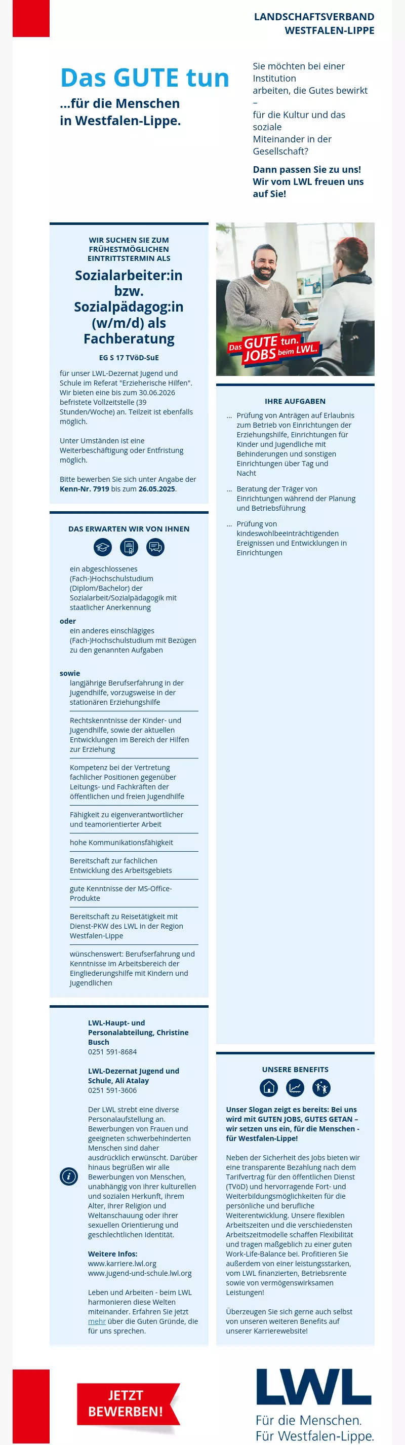 Sozialarbeiter:in bzw. Sozialpädagog:in (m/w/d) als Fachberatung