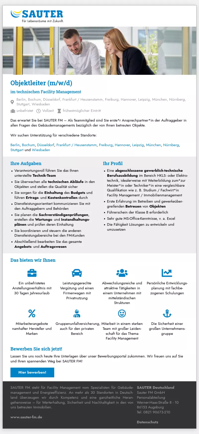 Objektleiter (m/w/d) im technischen Facility Management