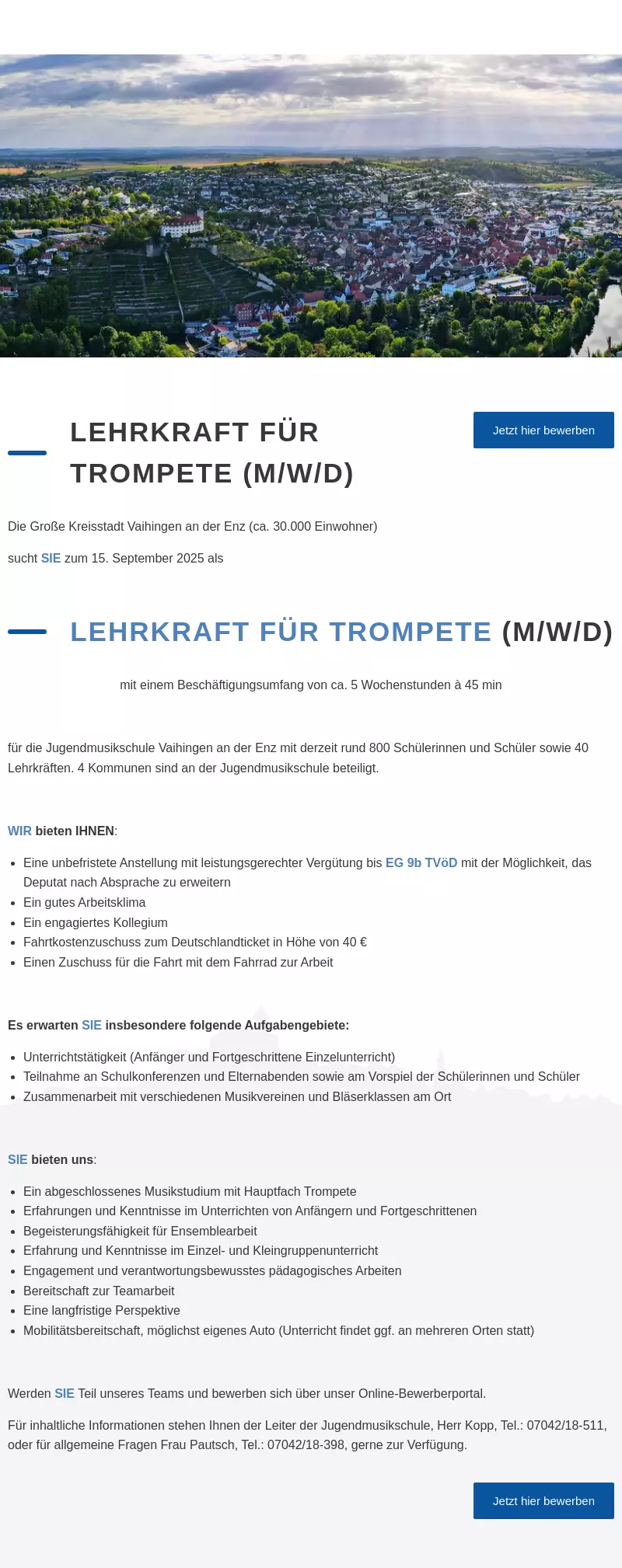 Lehrkraft für Trompete (m/w/d)