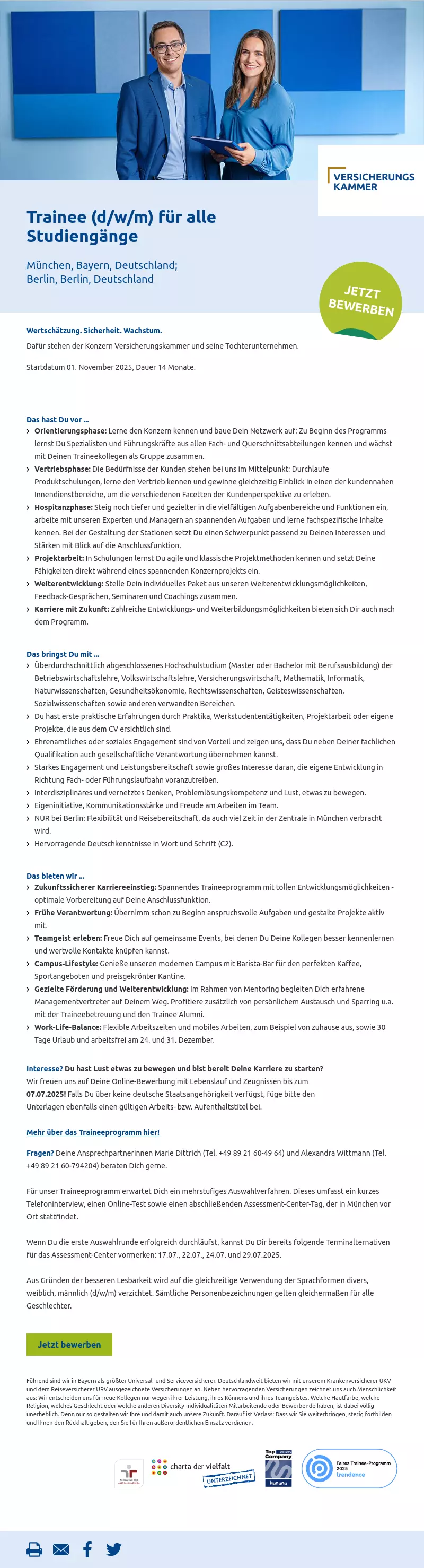 Trainee (d/w/m) für alle Studiengänge