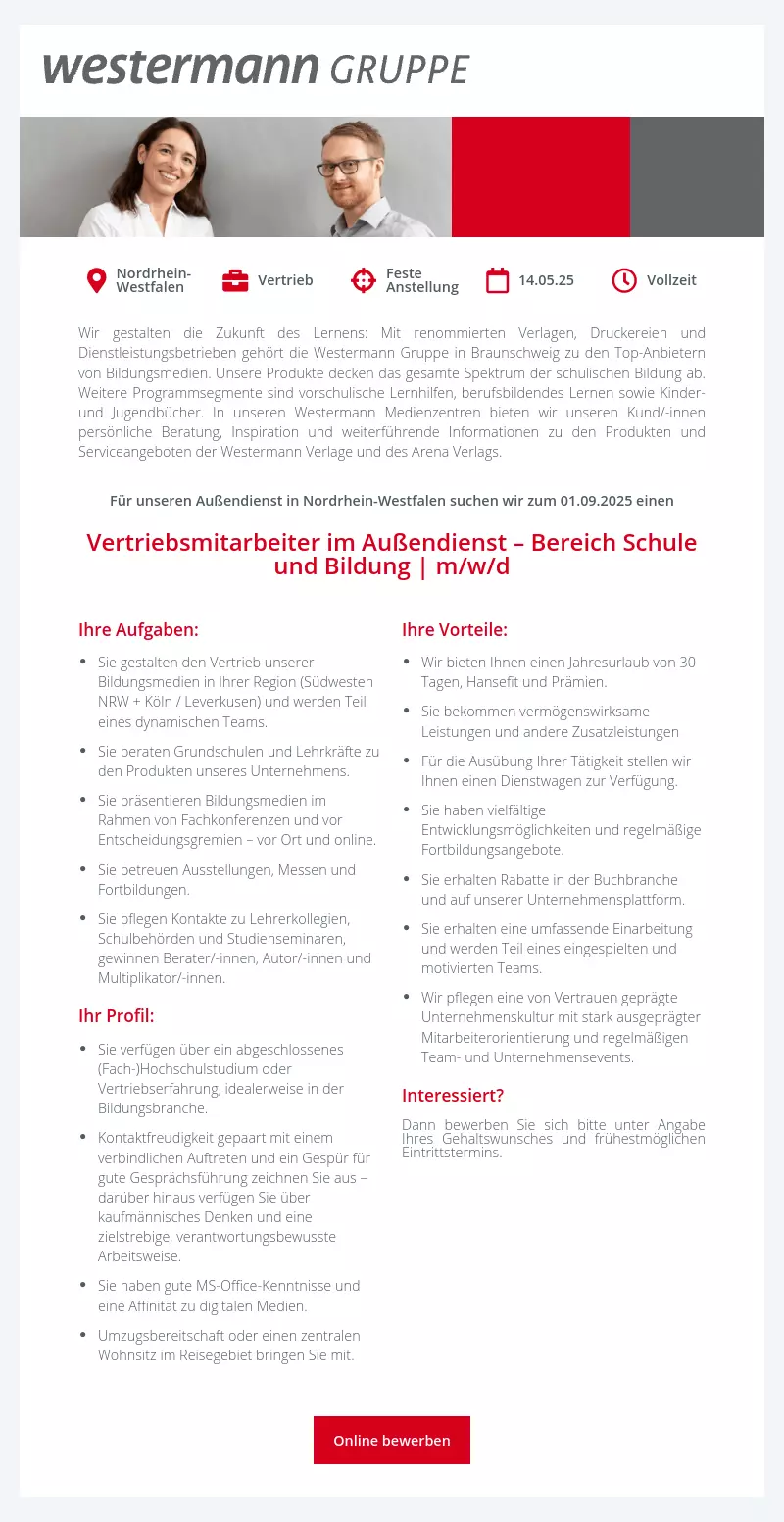 Vertriebsmitarbeiter im Außendienst - Bereich Schule und Bildung | m/w/d