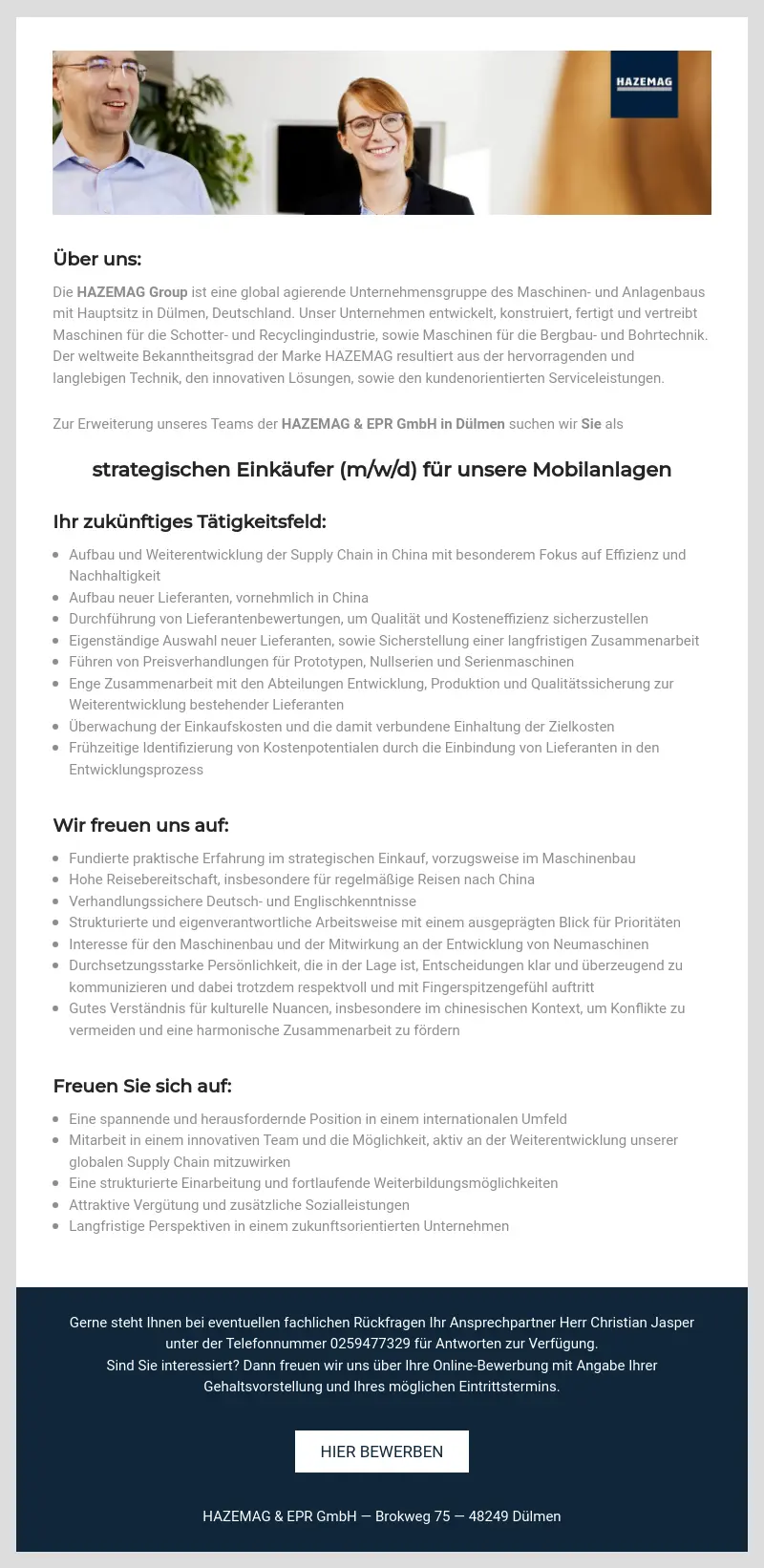 Strategischer Einkäufer Mobilanlagen (m/w/d)