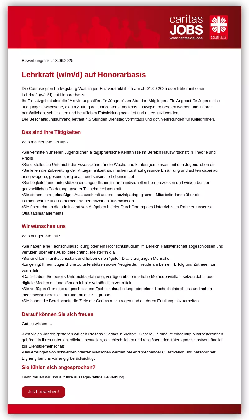 Lehrkraft (w/m/d) auf Honorarbasis