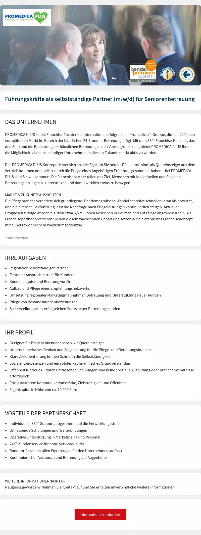 Führungskräfte als selbstständige Partner (m/w/d) für Seniorenbetreuung