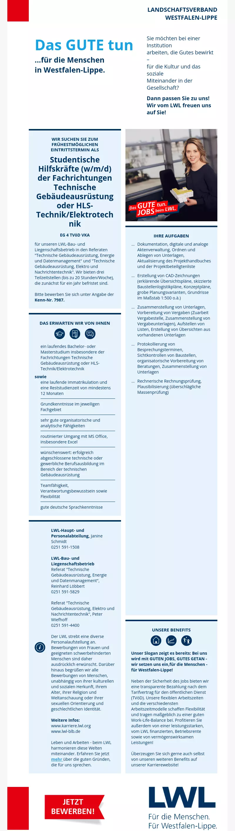 Studentische Hilfskräfte (w/m/d) der Fachrichtungen Technische Gebäudeausrüstung oder HLS-Technik/Elektrotechnik