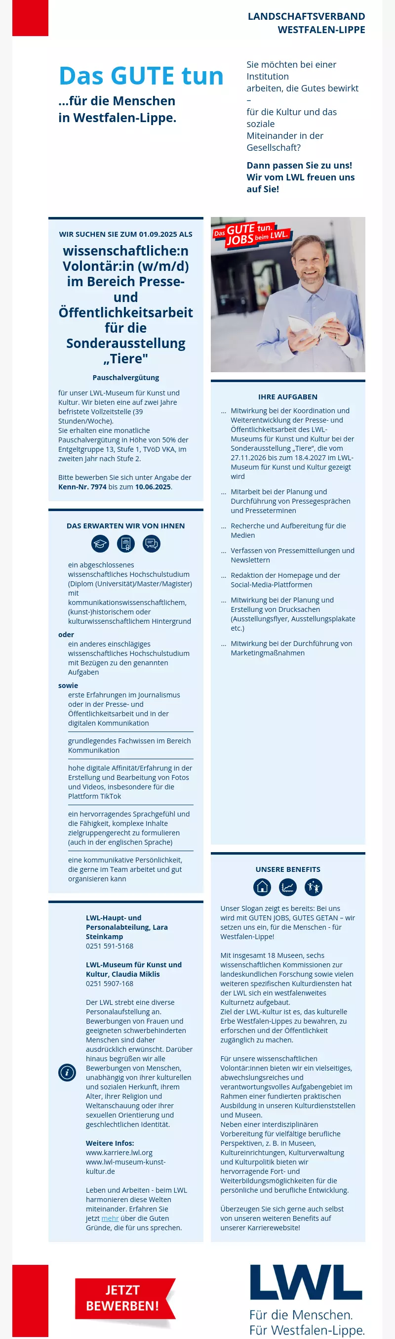 Wissenschaftliche:r Volontär:in (m/w/d) im Bereich Presse- und Öffentlichkeitsarbeit