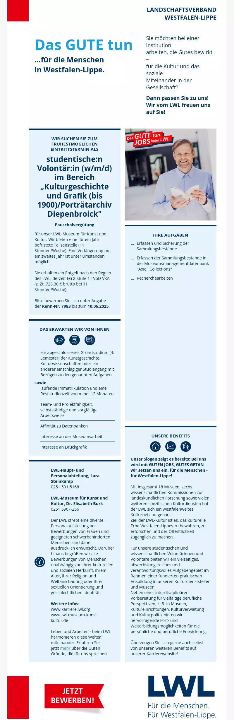 studentische:r Volontär:in (m/w/d) im Bereich Kulturgeschichte und Grafik