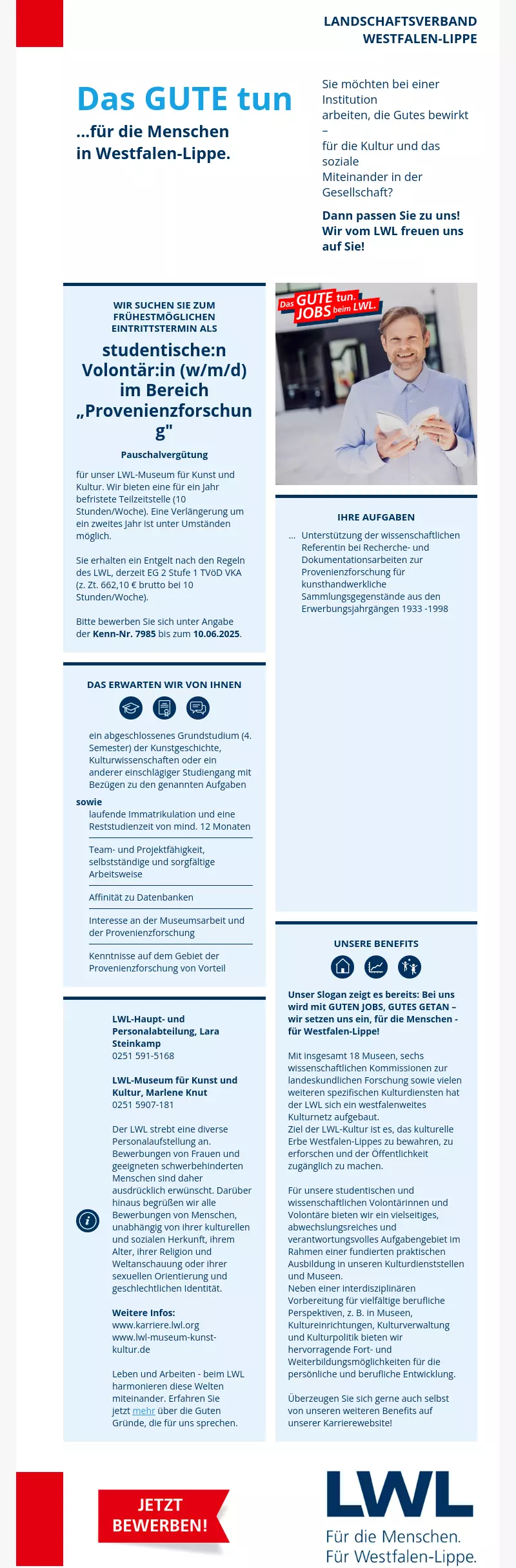 studentische:n Volontär:in (w/m/d) im Bereich „Provenienzforschung"