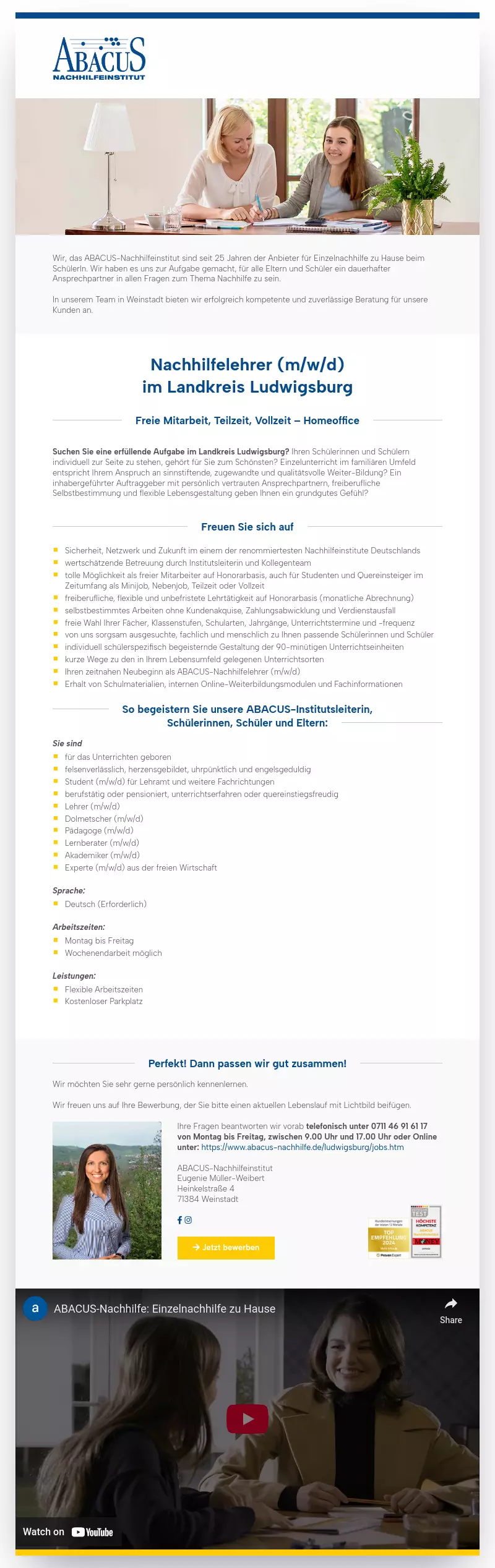 Nachhilfelehrer (m/w/d) im Landkreis Ludwigsburg