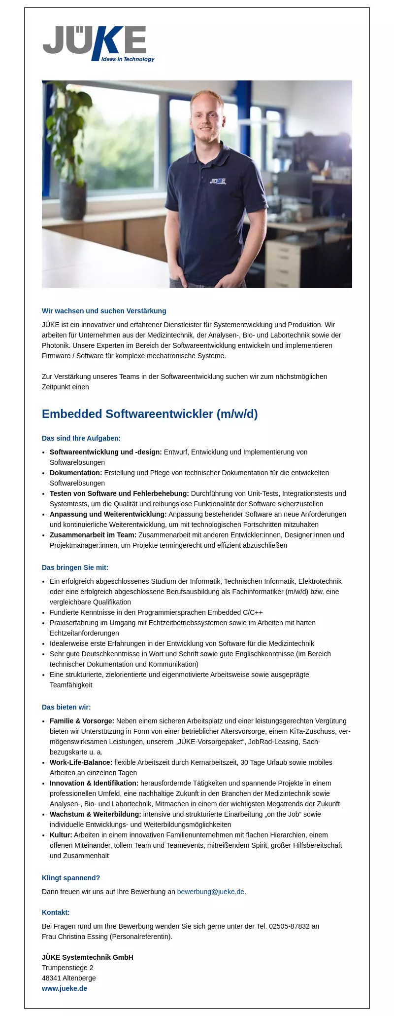 Embedded Softwareentwickler (m/w/d)