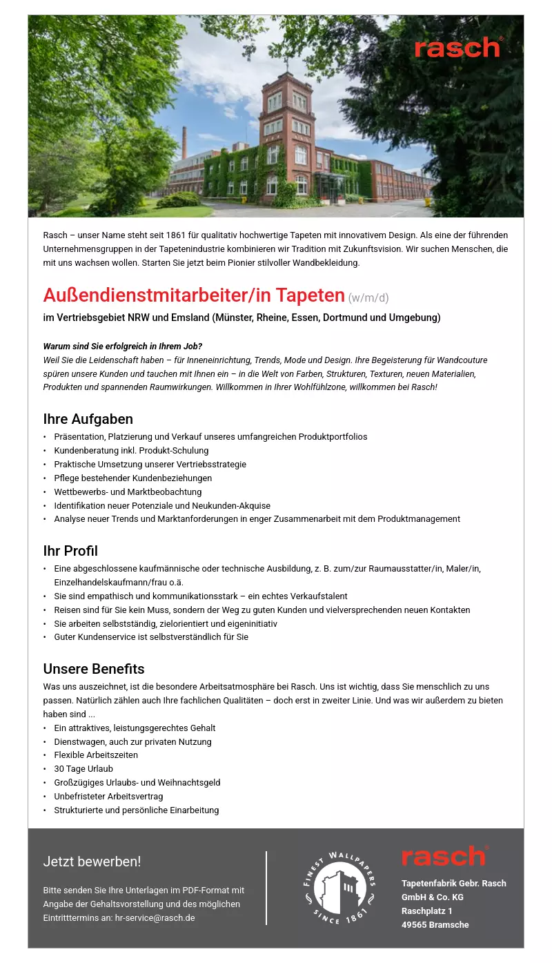 Außendienstmitarbeiter/in Tapeten