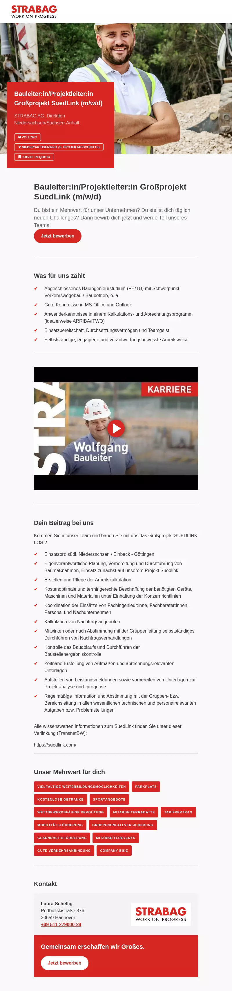 Bauleiter:in/Projektleiter:in Großprojekt SuedLink (m/w/d)
