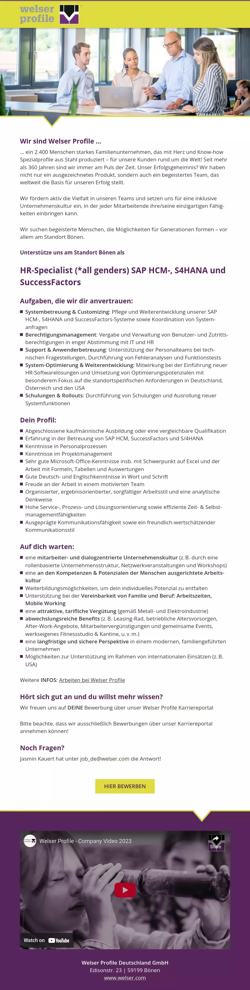 HR-Specialist (*all genders) SAP HCM-, S4HANA und SuccessFactors