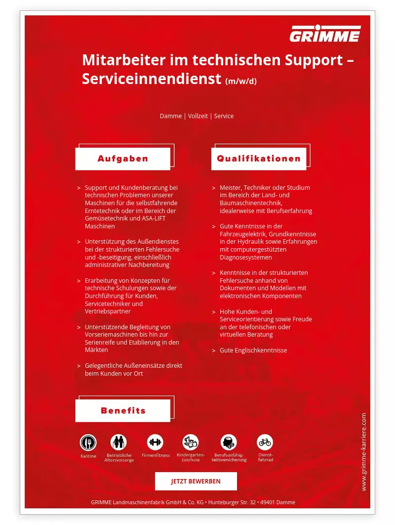 Mitarbeiter im technischen Support - Serviceinnendienst (m/w/d)